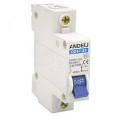 АВТ. ВЫКЛ. DZ47-63/1P 10A 4.5KA Х-КА C (ANDELI)