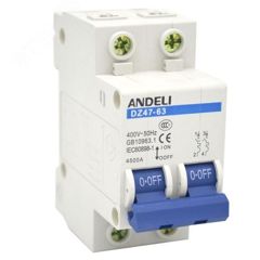 АВТ. ВЫКЛ. DZ47-63/2P 63A 4.5KA Х-КА C (ANDELI)