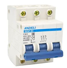 АВТ. ВЫКЛ. DZ47-63/3P 20A 4.5KA Х-КА C (ANDELI)