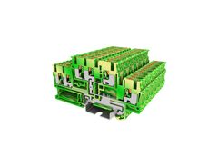 Заземляющая этажная клемма, 2 этажа, 2 x 3 точки подключения, тип фиксации провода: Push-in, номинальное сечение: 2,5 мм кв., ширина: 5,2 мм, цвет: желто-зеленый, тип монтажа: DIN35