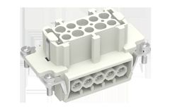 Розеточная контактная вставка, винтовая фиксация, 10 полюсов + PE, типоразмер 10B, 500V, 16A, сечение обслуживаемых проводников 0,14-2,5 мм кв, тип покрытия контактов: серебро