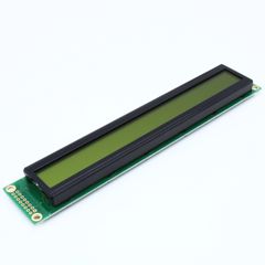 ЖКИ знакосинтезирующий 40 x 2, STN Желто-зеленый Позитивный/прозрачно-отражающий светодиодная подсветка желто-зеленая размеры 182x33.5 мм, видимая область 154.5x16.5 мм, -20...70°C, контактные площадки слева 2 ряда 16 выводов
