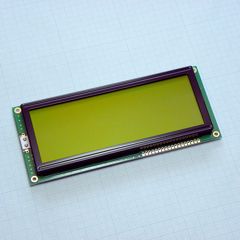 ЖКИ знакосинтезирующий 20 x 4, STN Желто-зеленый Позитивный/прозрачно-отражающий светодиодная подсветка желто-зеленая размеры 146x62.5 мм, видимая область 123.5x43 мм, -20...70°C, контактные площадки сверху 18 выводов