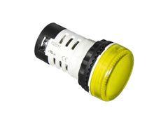 Индикатор, тип F2, LED AC 220V, пластиковое переднее кольцо, диаметр головки кнопки 29,5 мм, диаметр посадочного отверстия: 22 мм, цвет: желтый