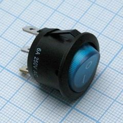 Переключатель ON-OFF с подсветкой 6A 250VAC 10000 циклов круглая кнопка синяя