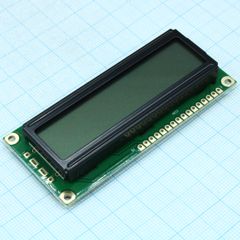 ЖКИ знакосинтезирующий 16 x 1, STN Серый Позитивный/прозрачно-отражающий светодиодная подсветка желто-зеленая размеры 80x36 мм, видимая область 66x16 мм, -20...70°C, контактные площадки сверху 15 выводов